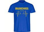 multifanshop Herren T-Shirt - Braunschweig - Herzschlag - Druck gelb - Männer