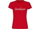 multifanshop Damen T-Shirt - Leverkusen - Schriftzug - Druck weiß - Frauen
