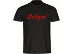 multifanshop Herren T-Shirt - Stuttgart - Schriftzug - Druck rot - Männer