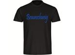 multifanshop Herren T-Shirt - Braunschweig - Schriftzug - Druck blau - Männer