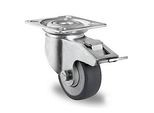 CASCOO Lenkrolle P2T2, mit Totalfeststeller, Rad-ø 50 mm x B 19 mm, Polypropylen-Felge, Elastomer-Lauffläche, grau, Kugellager, bis 50 kg