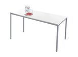 Schäfer Shop Pure Stahlrohrtisch, Rechteck, Quadratrohrfuss, B 1600 x T 700 x H 720 mm, weiss/weissaluminium