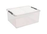 Aufbewahrungsbox Sunware Q-LINE, Verschlussclips, transparent, stapelbar, 120 l, L 800 x B 500 x H 380 mm, grau