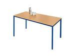 Schäfer Shop Pure Stahlrohrtisch, Rechteck, Quadratrohrfuss, B 1600 x T 800 x H 720 mm, Buche/enzianblau