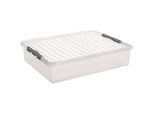 Aufbewahrungsbox Sunware Q-LINE, Verschlussclips, transparent, stapelbar, 60 l, L 800 x B 500 x H 180 mm, grau