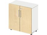 Schäfer Shop Select Schrank LOGIN, 2 Ordnerhöhen, B 800 x T 420 x H 788 mm, weiss/Ahorn Dekor