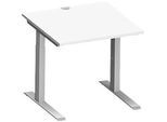 Schäfer Shop Genius Schreibtisch MODENA FLEX, C-Fuss-Rechteckrohr, B 800 x T 800 mm, weiss/weissalu