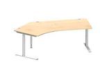 Schäfer Shop Genius Winkelschreibtisch MODENA FLEX 135°, Ansatz links, C-Fuss-Rundrohr, B 2165 mm, ahorn