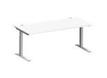 Schäfer Shop Genius Schreibtisch MODENA FLEX, C-Fuss-Rechteckrohr, B 1800 x T 800 mm, weiss/weissalu