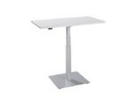 Beistelltisch Start Off, elektrisch höhenverstellbar, Rechteck, Säulenfuss, B 1000 x T 600 x H 635-1285 mm, lichtgrau/weissaluminium