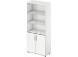Schäfer Shop Genius Kombischrank TETRIS WOOD, 5 OH, H 1910 mm Glas- und Flügeltüren, Höhe inkl. Gleiter, weiss
