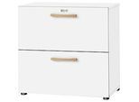 Schäfer Shop Select Hängeregistraturschrank Start Off Wood, 2 OH, Durchfassgriffe, B 800 x T 420 x H 788 mm, Holz, weiss