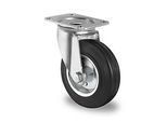 CASCOO Lenkrolle SWS4, mit Rad-ø 100 mm x B 35 mm, Stahl-Felge, Vollgummi-Lauffläche, schwarz, Rollenlager, bis 75 kg
