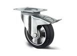 CASCOO Lenkrolle BAF4, mit Totalfeststeller, Rad-ø 200 mm x B 50 mm, Aluminium-Felge, Elastik-Lauffläche, schwarz, Doppelkugellager, bis 500 kg