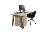 Schäfer Shop Select Schreibtisch Start Off Wood, Rechteck, A-Fuss, B 1600 x T 800 x H 735 mm, weiss/Holzoptik