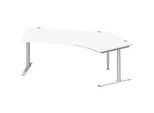 Schäfer Shop Genius Winkelschreibtisch MODENA FLEX 135°, Ansatz rechts, C-Fuss-Rundrohr, B 2165 mm, weiss