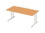 Schäfer Shop Select Schreibtisch COMBITEC, Rechteck, C-Fuss, B 1800 x T 800 x H 677-817 mm, Buche/weissaluminium