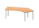 Schäfer Shop Genius Winkelschreibtisch MODENA FLEX 135°, Ansatz rechts, 4-Fuss-Quadratrohr, B 2165 mm, buche/weiss