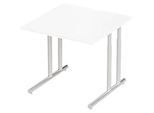 Schäfer Shop Select Schreibtisch COMBITEC, Quadrat, C-Fuss, B 800 x T 800 x H 677-817 mm, weiss/weissaluminium