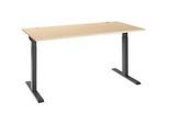 Schäfer Shop Select Schreibtisch ERGO-T 2.0, Rechteck, T-Fuss, B 1600 x T 800 x H 675-895 mm, Ahorn/anthrazit