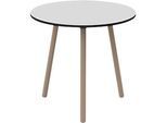 Bistrotisch Palomba, rund, 3-Fuss Gestell aus Massivholz, Ø 800 x H 750 mm, weiss/Buche