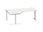 Schäfer Shop Genius Winkelschreibtisch MODENA FLEX 90°, Ansatz links, T-Fuss-Rundrohr, B 2000 mm, lichtgrau