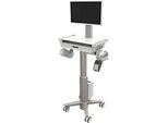 Ergotron Computerwagen CareFit Slim 2.0, mit Schublade, für Monitore bis 27 Zoll, höhenverstellbar, weiss/warmgrau