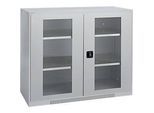Schäfer Shop Genius Flügeltürenschrank FS, Stahl, Sichtfenster, Lüftungslöcher, B 1343 x T 520 x H 1105 mm, 3 OH, Weissalu/Weissalu, bis 450 kg