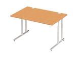 Schäfer Shop Select Schreibtisch COMBITEC, Rechteck, C-Fuss, B 1200 x T 800 x H 677-817 mm, Buche/weissaluminium
