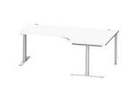 Schäfer Shop Genius Winkelschreibtisch MODENA FLEX 90°, Ansatz rechts, T-Fuss-Rundrohr, B 2000 mm, weiss/weiss