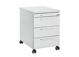 Rollcontainer 1333, 3 Schübe & 1 Utensilienauszug, abschliessbar, eckige Griffe, Holz/Stahl/Kunststoff, B 434 x T 800 x H 613 mm, lichtgrau