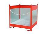 Fass-Stapelpalette Bauer FSP-4 G, Spritzschutzwand 3-seitig, Kap. 4 x 200 l Fässer, rot