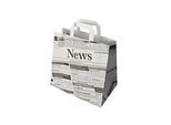 Tragetaschen Papstar Newsprint, bis 5 kg, mit Tragegriff, L 250 x B 260 x H 170 mm, Kraftpapier, grau-schwarz, 50 Stück
