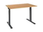 Schäfer Shop Select Schreibtisch ERGO-T 2.0, Rechteck, T-Fuss, B 1200 x T 800 x H 675-895 mm, Buche/anthrazit