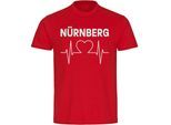 multifanshop Herren T-Shirt - Nürnberg - Herzschlag - Druck weiß - Männer