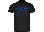 multifanshop Herren T-Shirt - Holstein - Herzschlag - Druck blau - Männer