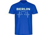 multifanshop Herren T-Shirt - Berlin blau - Herzschlag - Druck weiß - Männer