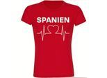 multifanshop Damen T-Shirt - Spanien - Herzschlag - Druck weiß - Frauen