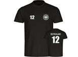 multifanshop Herren T-Shirt - Deutschland - Adler Retro Trikot 12 - Druck weiß - Männer