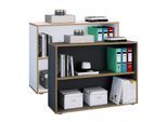 VCM Holzregal stehend platzsparender Aktenschrank Maße ca. H. 74 x B. 100 x T. 33 cm Elegantes Regal Büroregal – Salia 2fach B. 100 cm
