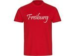 multifanshop Herren T-Shirt - Freiburg - Schriftzug - Druck weiß - Männer