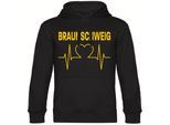 multifanshop Kapuzen Sweatshirt - Braunschweig - Herzschlag - Druck gelb - Hoodie