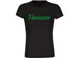 multifanshop Damen T-Shirt - Hannover - Schriftzug - Druck grün - Frauen