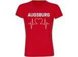 multifanshop Damen T-Shirt - Augsburg - Herzschlag - Druck weiß - Frauen
