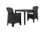 vidaXL 3-tlg. Bistro-Set Kunststoff Anthrazit Rattan-Optik