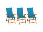 vidaXL Klappbare Gartenstühle 3 Stk. mit Auflagen Massivholz Akazie