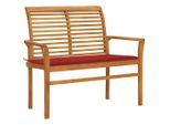 vidaXL Gartenbank mit Roter Auflage 112 cm Massivholz Teak