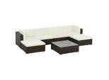 vidaXL 7-tlg. Garten-Lounge-Set mit Auflagen Poly Rattan Braun