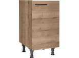 Spülenschrank NOBILIA "Structura", Ausrichtung wählbar, vormontiert, in den Breiten", braun (front und korpus: eiche havanna nachbildung), B:45cm H:87cm T:58,3cm, Schränke, Spülenschrank, 45 und 60 cm, mit höhenverstellbaren Sockelfüßen