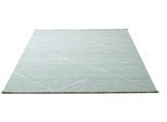 Teppich SANSIBAR "Braderup", blau (hellblau), B:240cm H:2mm L:340cm, Schurwolle, Teppiche, Teppich, Flachgewebe, modernes Scandi Design, Motiv Rauten, mit Fransen